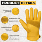 Cowhide Work Gloves Men & Women, Reinforced Palm, Puncture Resistanta - size: XX-Large