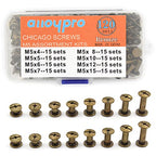 Alloypro 120 Sets Bronze Metal Chicago Binding Screws Assorted Kit Nail Rivet Chicago Button DIY Leather Decoration Bookbinding Round Flat Head Stud Screw(4/5/6/7/8/10/12/15-15pcs) - size: Bronze-4,5,6,7,8,10,12,15