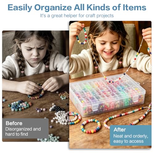 Bead Organizer Box, 72-Pcs Mini Clear Bead Storage with Lid, 2 Pack