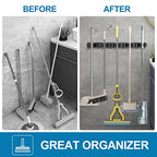 IMILLET 2 Pack Broom Holder Wall Mount, Heavy Duty Garage Organization - color: 5 Racks with 4 Hooks, size: 2 Pack