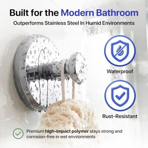 HOME SO Suction Cup Hooks for Shower & Bathroom Towel Holder 2-Pack Chrome - color: Chrome, size: 2 Pack