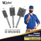 WICKED Professional ID Copper Tube Pipe Cleaner Replacement Brushes (1” (2-Pack)) - style: 1” (2-Pack)