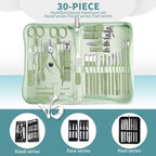30 in 1 Manicure kit Personal Care Men's Accessories, Professional Nail Kit Pedicure Kit, Toe Nail Clippers for Men and Beauty Tools Portable Set, Travel Deluxe Beauty Tools Convenience Set(Green) - color: 30 in 1 Green