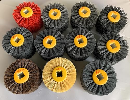Enhance Your Wooden Furniture with SIGNI Abrasive NYLON Drawing Wheel Drum Burnishing Polishing Brush - Ideal for Floor Polishing, 120X100mm Size, 120 Grit - Pack of 1 - size: 120 Grit, Black