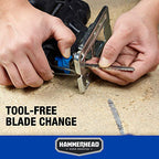 Hammerhead 4.8-Amp 3/4 Inch Jig Saw with 2pcs Wood Cutting Blades, Variable Speed and Orbital Function - HAJS048