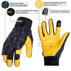 Kids Genuine Leather Work Gloves Age 2-12, Touchscreen, Reflective - color: Black, size: Large (10-12 Years Old)