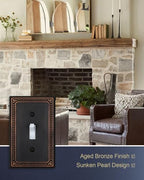 Switch Plates Outlet Covers, 2-Pack Aged Bronze Metal Wall Plates - color: Aged Bronze, size: 1 Toggle 2PK