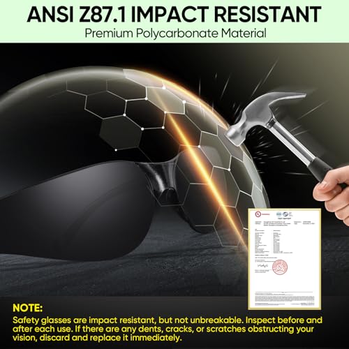 TICONN Clear Safety Glasses for Men & Women, ANSI Z87.1 Safety Goggles - style: 48 Pairs Charcoal