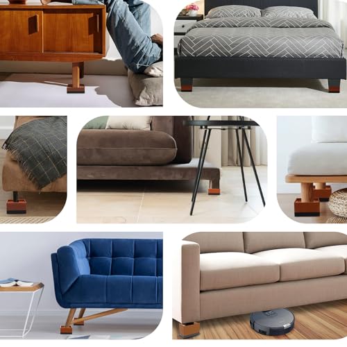 ANNKUT Bed Furniture Risers 3 inch, Square Adjustable Risers Blocks for Bed Sofa Table and Couch Lift to 1.5 or 3 inch，Heavy Duty Support Up to 1,300 Lbs (4 Pack-Brown) - color: 3 Inch-brown(square)