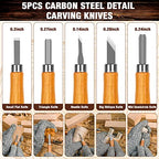 Wood Carving Kit, 23pcs Wood Carving Tools with 4 Wood Carving Knives 5 Detail Knives 9 Blocks, Whittling Kit DIY Hobbies for Adults