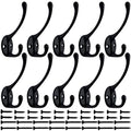 IBosins 10 Pack Black Double Coat Hooks No Rust Hooks for Coat, Scarf, Bag - color: Black