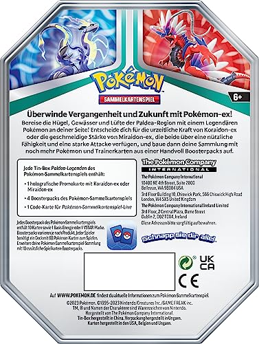 Pokémon - Trading Card Game: Tin-Box Paldea Legends - Miraidon (1 Holographic Card & 4 Booster Packs)