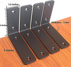 4 Pack - L 5" x H 4" x W1.5, 5mm Thick Black L Shelf Bracket, Iron Shelf Brackets, Metal Shelf Brackets, Floating Shelf, Shelf Supports with Screws - size: 5''x4'', style: Black 4 Pack