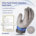 Schwer 10 Pcs SlicePro ANSI A9 Cut Resistant Glove PR1706, Stainless Steel Mesh Metal Glove, Food Grade for Kitchen Cooking, Butcher Meat Cutting, Oyster Shucking, Mandoline, Fishing, M - size: Medium (Pack of 10), style: 1.0 Steel Wire