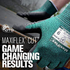 MaxiFlex Cut 34-8743 Cut Resistant Nitrile Coated Work Gloves with Green Knit Shell and Premium Nitrile Coated Micro-Foam Grip on Palm & Fingers - size: 3X-Large
