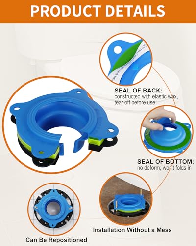 Elastic Wax Ring Toilet Flange Repair Kit for 3" & 4" Pipes, Universal Fit - style: Elastic Wax Ring Flange Kit Blue