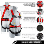 TT TRSMIMA Safety Harness Fall Protection Kit: Roofing Harness for Work - style: Red