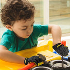 Kids Genuine Leather Work Gloves Age 2-12, Touchscreen, Reflective - color: Black 2 Pairs, size: Medium (6-9 Years Old)
