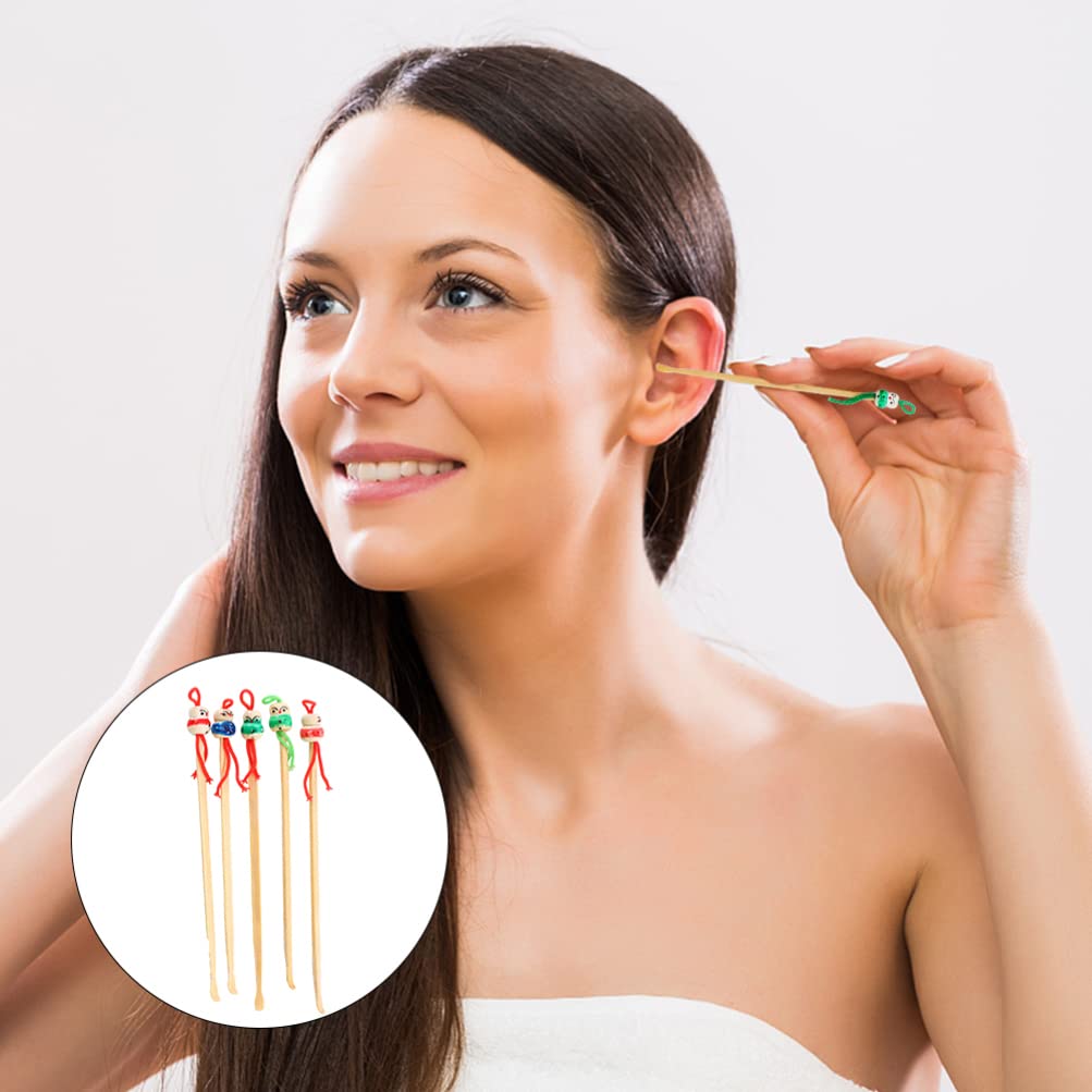 80pcs Wooden Ear Picks Bulk Pack Mixed Colours Ear Wax Cleaner Tool