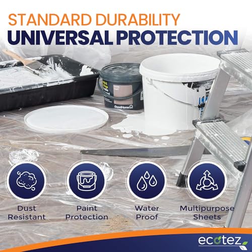 6 Pack 12 x 9 ft Extra Large Plastic Drop Cloth for Painting - size: 6 Pack-Standard