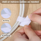 100 Pcs Cable Management Under Desk, Hook and Loop Cable Straps, White - color: White