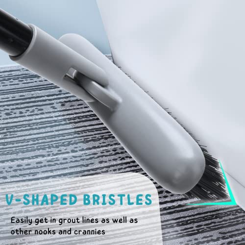 Grout Brush with Long Handle, 49'' Tile Cleaner Tool for Shower, Floors Scrubber for Bathroom Cleaning