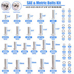 1287Pcs Nuts and Bolts Assortment Kit, 304 Stainless Steel Bolts Machine Screws Hardware Assortment Kit, Metric & SAE Phillips Pan Head Screws, Assorted Bolts, Nuts and Washers Kit - size: 1287PCS