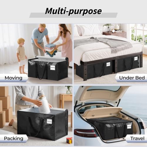 16 Pack Extra Large Clothes Storage Bins with Lids, Moving Bags, Black - color: Black, size: 16 Pack