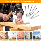 460pcs Hardware Nails Assortment Kit, Stainless Steel 304 Nails Kit, Wall Nails Kit,5 Size Picture Hanging Nails, Wood Nails, Finishing Nails(0.5inch,1inch,1.5inch,2inch,3inch) - size: 460pcs Nails Kit