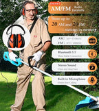 AM FM Radio Hearing Protection Earmuff, Bluetooth 5.4, 30SNR - color: Am/Fm+ Bluetooth-orange