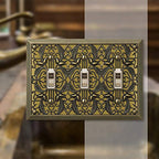 Amerelle Filigree Triple Toggle Cast Metal Wallplate in Antique Brass - size: 3 Toggle