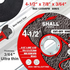 SHALL 25-Pack Cut Off Wheels 4 1/2 x 7/8 Inch, Cutting Wheel with Pouch for Angle Grinder, 4.5” Metal & Stainless Steel Fast Cutting Disc, Grinder Wheel for General Purpose Metal Cutting - style: 4-1/2 x 7/8