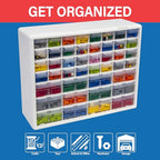 Akro-Mils 44-Drawer Plastic Storage Cabinet, 20"W x 6"D x 16"H, White - color: White, size: 44 Drawer, style: 1 Pack