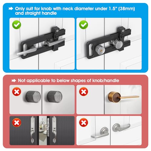 AST French Door Lock for Double Doors, Adjustable, 3 Brass Keys, Key Differ - style: Matte Black with Keyed Differ