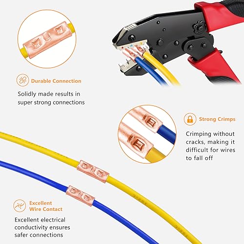 SVAAR 115 PCS 26-8 AWG Non-Insulated Butt Connectors Crimp Repair Butt Splices Kit, Uninsulated Butt Splice Connectors for 26 to 8 Gauge Wire, Heavy Duty Pure Copper Seamless Barrel Butt Terminals - color: Non-Insulated Splice - Bare Copper