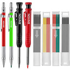 Enhon 4 Pack Carpenter Pencil Set with Sharpener, Green/Red/Black/Yellow - color: Green, Red, Black, Yellow