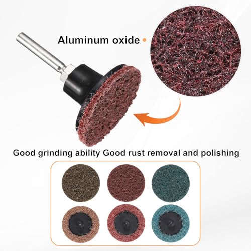 HARFINGTON 28pcs Quick Change Discs Set 2" Lock Sanding Discs with 1/4" Shank Pad Holder Coarse/Medium/Fine Grit Surface Conditioning for Polish Rust Removal - size: 2"