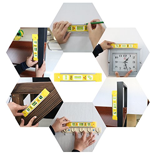 DOWELL 9 Inch Magnetic Spirit Level, Leveler Tool, 2-Pack, Yellow - color: 2pcs-yellow