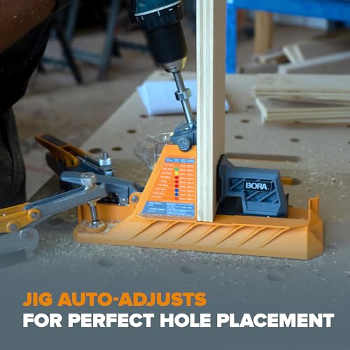 BORA Automatic Pocket Hole Jig, 3in Face Clamp, Auto Adjusting Drill Guide - size: Auto Jig w/ 3" Clamp