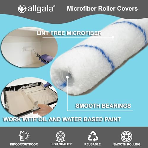Allgala Mini Paint Roller 144 Bulk Pack 4 Inch Mini 3/8" Nap Shedless Microfiber Paint Roller Cover - size: 4" Mini (Pack of 144)