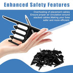 Cable Stackers 200 Pack, Multi-Cable Electrical Wire Clips with Steel Nails - color: Black