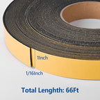 Self Adhesive Foam Tape Weatherstrip 1in x 1/16in x 66Ft High Density Foam Insulation Strips Foam Seal Weather Stripping with Strong Adhesive for Door and Window Sound Isolation Soundproofing - size: 1in x 1/16in x 66Ft