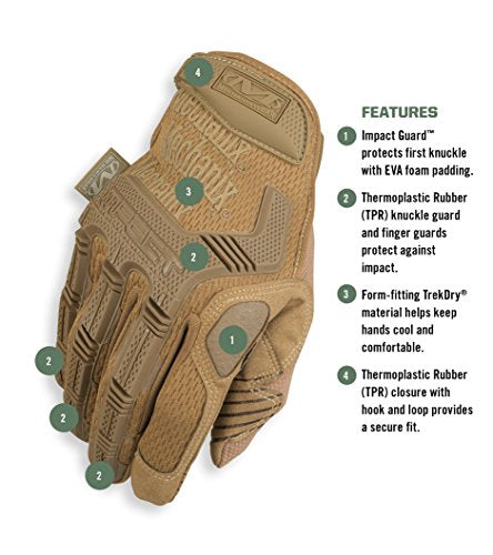 Mechanix Wear M-Pact Tactical Gloves, Brown, Large - color: Brown, size: Large