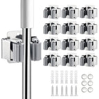 JAMEND CLXP 12PCS Broom and Mop Holder, Heavy Duty Garden Tool Organizer Rack Rake and Shovel Handle, Stainless Steel Mop Hanger. Wall Mounted Utility Rack with Screws, Silver. - color: Silver, size: 12