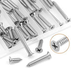 #14 x 3/4" 1" 1-1/4" 1-1/2" 2" Wood Screws Set, HELIFOUNER 52 Pieces Phillips Countersunk Head Self-Tapping Screws Assortment Kit, Phillips Flat Head Wood Screws, 304 Stainless Steel - size: #14
