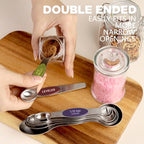 ChefAide Set of 8 Magnetic Measuring Spoons, Stainless Steel, Dual Sided - color: Multicolor, size: Magnetic Measuring Spoons
