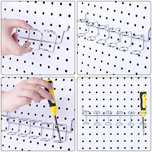 Ripeng 4 Pieces Pegboard Screwdriver Holder PegBoard Tool Holders, Silver - color: Silver