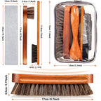 7 Pcs Horsehair Shine Shoes Brush Kit Polish Dauber Applicators Cleaning Leather Shoes Boots Care Brushes Suede Cleaner Brush with Microfiber Shoe Cloth(7 Pcs Style C) - style: 7 Pcs Style C