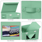 Univivi Fabric Foldable Storage Bins with Lids, 4 Pack, Green - color: Green
