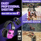 ZOHAN Electronic Shooting Earmuffs Built in Ambient Sound Amplifier, Hearing Protection for Shooters, NRR 23dB Noise Reduction, Ideal Gun Range Ear Protection Headphones for Hunting-Black&Purple - color: With Patches-black&purple